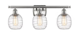 3-Light 26" Brushed Satin Nickel Bath Vanity Light - Deco Swirl Belfast Glass - LED Bulbs Included