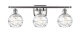 516-3W-SN-G1213-6 3-Light 26" Brushed Satin Nickel Bath Vanity Light - Clear Athens Deco Swirl 8" Glass - LED Bulb - Dimmensions: 26 x 8 x 11 - Glass Up or Down: Yes