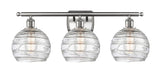 516-3W-SN-G1213-8 3-Light 26" Brushed Satin Nickel Bath Vanity Light - Clear Athens Deco Swirl 8" Glass - LED Bulb - Dimmensions: 26 x 9 x 11.25 - Glass Up or Down: Yes