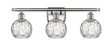 516-3W-SN-G1215-6 3-Light 26" Brushed Satin Nickel Bath Vanity Light - Clear Athens Water Glass 6" Glass - LED Bulb - Dimmensions: 26 x 8 x 11 - Glass Up or Down: Yes