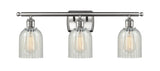 516-3W-SN-G2511 3-Light 26" Brushed Satin Nickel Bath Vanity Light - Mouchette Caledonia Glass - LED Bulb - Dimmensions: 26 x 6.5 x 12 - Glass Up or Down: Yes