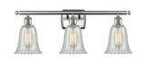 516-3W-SN-G2811 3-Light 26" Brushed Satin Nickel Bath Vanity Light - Mouchette Hanover Glass - LED Bulb - Dimmensions: 26 x 7.5 x 13 - Glass Up or Down: Yes