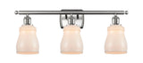 516-3W-SN-G391 3-Light 26" Brushed Satin Nickel Bath Vanity Light - White Ellery Glass - LED Bulb - Dimmensions: 26 x 6.5 x 9 - Glass Up or Down: Yes
