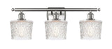 516-3W-SN-G402 3-Light 26" Brushed Satin Nickel Bath Vanity Light - Clear Niagra Glass - LED Bulb - Dimmensions: 26 x 8 x 11.5 - Glass Up or Down: Yes