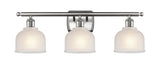 516-3W-SN-G411 3-Light 26" Brushed Satin Nickel Bath Vanity Light - White Dayton Glass - LED Bulb - Dimmensions: 26 x 7 x 10.5 - Glass Up or Down: Yes