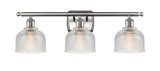 516-3W-SN-G412 3-Light 26" Brushed Satin Nickel Bath Vanity Light - Clear Dayton Glass - LED Bulb - Dimmensions: 26 x 7 x 10.5 - Glass Up or Down: Yes