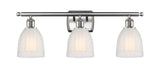 516-3W-SN-G441 3-Light 26" Brushed Satin Nickel Bath Vanity Light - White Brookfield Glass - LED Bulb - Dimmensions: 26 x 6.5 x 9 - Glass Up or Down: Yes