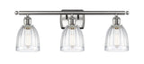 516-3W-SN-G442 3-Light 26" Brushed Satin Nickel Bath Vanity Light - Clear Brookfield Glass - LED Bulb - Dimmensions: 26 x 6.5 x 9 - Glass Up or Down: Yes