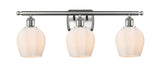 516-3W-SN-G461-6 3-Light 25.75" Brushed Satin Nickel Bath Vanity Light - Cased Matte White Norfolk Glass - LED Bulb - Dimmensions: 25.75 x 7 x 10 - Glass Up or Down: Yes