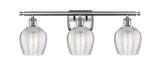 516-3W-SN-G462-6 3-Light 25.75" Brushed Satin Nickel Bath Vanity Light - Clear Norfolk Glass - LED Bulb - Dimmensions: 25.75 x 7 x 10 - Glass Up or Down: Yes