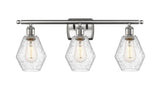 516-3W-SN-G654-6 3-Light 26" Brushed Satin Nickel Bath Vanity Light - Seedy Cindyrella 6" Glass - LED Bulb - Dimmensions: 26 x 7.125 x 10.75 - Glass Up or Down: Yes