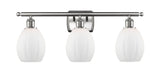 516-3W-SN-G81 3-Light 26" Brushed Satin Nickel Bath Vanity Light - Matte White Eaton Glass - LED Bulb - Dimmensions: 26 x 7 x 12 - Glass Up or Down: Yes