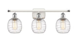 3-Light 26" White and Polished Chrome Bath Vanity Light - Deco Swirl Belfast Glass - LED Bulbs Included