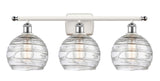 516-3W-WPC-G1213-8 3-Light 26" White and Polished Chrome Bath Vanity Light - Clear Athens Deco Swirl 8" Glass - LED Bulb - Dimmensions: 26 x 9 x 11.25 - Glass Up or Down: Yes