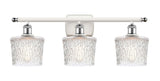 516-3W-WPC-G402 3-Light 26" White and Polished Chrome Bath Vanity Light - Clear Niagra Glass - LED Bulb - Dimmensions: 26 x 8 x 11.5 - Glass Up or Down: Yes