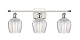 516-3W-WPC-G462-6 3-Light 25.75" White and Polished Chrome Bath Vanity Light - Clear Norfolk Glass - LED Bulb - Dimmensions: 25.75 x 7 x 10 - Glass Up or Down: Yes