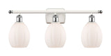 516-3W-WPC-G81 3-Light 26" White and Polished Chrome Bath Vanity Light - Matte White Eaton Glass - LED Bulb - Dimmensions: 26 x 7 x 12 - Glass Up or Down: Yes