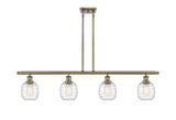 4-Light 48" Antique Brass Island Light - Deco Swirl Belfast Glass - LED Bulbs Included