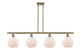 4-Light 48" Antique Brass Island Light - Cased Matte White Athens Glass LED