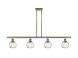 516-4I-AB-G1214-6 4-Light 46" Antique Brass Island Light - Clear Athens Twisted Swirl 6" Glass - LED Bulb - Dimmensions: 46 x 7 x 8<br>Minimum Height : 20.375<br>Maximum Height : 44.375 - Sloped Ceiling Compatible: Yes
