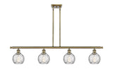 516-4I-AB-G1215-6 4-Light 46" Antique Brass Island Light - Clear Athens Water Glass 6" Glass - LED Bulb - Dimmensions: 46 x 7 x 8<br>Minimum Height : 20.375<br>Maximum Height : 44.375 - Sloped Ceiling Compatible: Yes