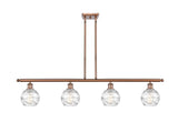 516-4I-AC-G1213-6 4-Light 46" Antique Copper Island Light - Clear Athens Deco Swirl 8" Glass - LED Bulb - Dimmensions: 46 x 7 x 8<br>Minimum Height : 20.375<br>Maximum Height : 44.375 - Sloped Ceiling Compatible: Yes