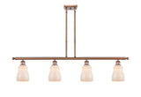 516-4I-AC-G391 4-Light 48" Antique Copper Island Light - White Ellery Glass - LED Bulb - Dimmensions: 48 x 5 x 10<br>Minimum Height : 19.375<br>Maximum Height : 43.375 - Sloped Ceiling Compatible: Yes