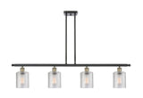 516-4I-BAB-G112 4-Light 48" Black Antique Brass Island Light - Clear Cobbleskill Glass - LED Bulb - Dimmensions: 48 x 5 x 10<br>Minimum Height : 19.375<br>Maximum Height : 43.375 - Sloped Ceiling Compatible: Yes