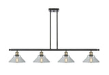 516-4I-BAB-G132 4-Light 48" Black Antique Brass Island Light - Clear Orwell Glass - LED Bulb - Dimmensions: 48 x 9 x 9<br>Minimum Height : 17.375<br>Maximum Height : 41.375 - Sloped Ceiling Compatible: Yes