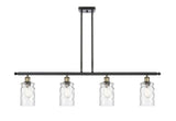 516-4I-BAB-G352 4-Light 48" Black Antique Brass Island Light - Clear Waterglass Candor Glass - LED Bulb - Dimmensions: 48 x 5.5 x 10<br>Minimum Height : 20.375<br>Maximum Height : 44.375 - Sloped Ceiling Compatible: Yes