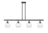 516-4I-BAB-G362 4-Light 48" Black Antique Brass Island Light - Clear Small Waverly Glass - LED Bulb - Dimmensions: 48 x 6 x 10<br>Minimum Height : 19.375<br>Maximum Height : 43.375 - Sloped Ceiling Compatible: Yes