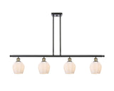 516-4I-BAB-G461-6 4-Light 48" Black Antique Brass Island Light - Cased Matte White Norfolk Glass - LED Bulb - Dimmensions: 48 x 5.75 x 10<br>Minimum Height : 20.375<br>Maximum Height : 44.375 - Sloped Ceiling Compatible: Yes