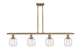 4-Light 48" Brushed Brass Island Light - Deco Swirl Belfast Glass - LED Bulbs Included