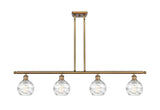 516-4I-BB-G1213-6 4-Light 46" Brushed Brass Island Light - Clear Athens Deco Swirl 8" Glass - LED Bulb - Dimmensions: 46 x 7 x 8<br>Minimum Height : 20.375<br>Maximum Height : 44.375 - Sloped Ceiling Compatible: Yes