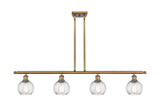 516-4I-BB-G1214-6 4-Light 46" Brushed Brass Island Light - Clear Athens Twisted Swirl 6" Glass - LED Bulb - Dimmensions: 46 x 7 x 8<br>Minimum Height : 20.375<br>Maximum Height : 44.375 - Sloped Ceiling Compatible: Yes