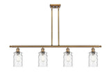 516-4I-BB-G352 4-Light 48" Brushed Brass Island Light - Clear Waterglass Candor Glass - LED Bulb - Dimmensions: 48 x 5.5 x 10<br>Minimum Height : 20.375<br>Maximum Height : 44.375 - Sloped Ceiling Compatible: Yes