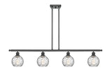 516-4I-BK-G1215-6 4-Light 46" Matte Black Island Light - Clear Athens Water Glass 6" Glass - LED Bulb - Dimmensions: 46 x 7 x 8<br>Minimum Height : 20.375<br>Maximum Height : 44.375 - Sloped Ceiling Compatible: Yes