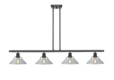 516-4I-BK-G132 4-Light 48" Matte Black Island Light - Clear Orwell Glass - LED Bulb - Dimmensions: 48 x 9 x 9<br>Minimum Height : 17.375<br>Maximum Height : 41.375 - Sloped Ceiling Compatible: Yes
