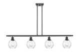 516-4I-BK-G362 4-Light 48" Matte Black Island Light - Clear Small Waverly Glass - LED Bulb - Dimmensions: 48 x 6 x 10<br>Minimum Height : 19.375<br>Maximum Height : 43.375 - Sloped Ceiling Compatible: Yes