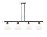 516-4I-BK-GBC-81 4-Light 48" Matte Black Island Light - Matte White Cased Ballston Cone Glass - LED Bulb - Dimmensions: 48 x 8 x 11.25<br>Minimum Height : 20.25<br>Maximum Height : 44.25 - Sloped Ceiling Compatible: Yes