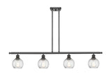 516-4I-OB-G1214-6 4-Light 46" Oil Rubbed Bronze Island Light - Clear Athens Twisted Swirl 6" Glass - LED Bulb - Dimmensions: 46 x 7 x 8<br>Minimum Height : 20.375<br>Maximum Height : 44.375 - Sloped Ceiling Compatible: Yes