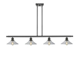 516-4I-OB-G132 4-Light 48" Oil Rubbed Bronze Island Light - Clear Orwell Glass - LED Bulb - Dimmensions: 48 x 9 x 9<br>Minimum Height : 17.375<br>Maximum Height : 41.375 - Sloped Ceiling Compatible: Yes