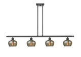 516-4I-OB-G96 4-Light 48" Oil Rubbed Bronze Island Light - Mercury Fenton Glass - LED Bulb - Dimmensions: 48 x 6.5 x 10<br>Minimum Height : 17.875<br>Maximum Height : 41.875 - Sloped Ceiling Compatible: Yes