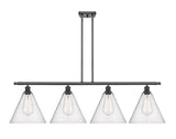516-4I-OB-GBC-124 4-Light 50.25" Oil Rubbed Bronze Island Light - Seedy Ballston Cone Glass - LED Bulb - Dimmensions: 50.25 x 12 x 14.25<br>Minimum Height : 23.25<br>Maximum Height : 47.25 - Sloped Ceiling Compatible: Yes