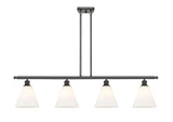 516-4I-OB-GBC-81 4-Light 48" Oil Rubbed Bronze Island Light - Matte White Cased Ballston Cone Glass - LED Bulb - Dimmensions: 48 x 8 x 11.25<br>Minimum Height : 20.25<br>Maximum Height : 44.25 - Sloped Ceiling Compatible: Yes
