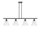 516-4I-OB-GBC-84 4-Light 48" Oil Rubbed Bronze Island Light - Seedy Ballston Cone Glass - LED Bulb - Dimmensions: 48 x 8 x 11.25<br>Minimum Height : 20.25<br>Maximum Height : 44.25 - Sloped Ceiling Compatible: Yes