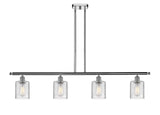 516-4I-PC-G112 4-Light 48" Polished Chrome Island Light - Clear Cobbleskill Glass - LED Bulb - Dimmensions: 48 x 5 x 10<br>Minimum Height : 19.375<br>Maximum Height : 43.375 - Sloped Ceiling Compatible: Yes