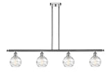 516-4I-PC-G1213-6 4-Light 46" Polished Chrome Island Light - Clear Athens Deco Swirl 8" Glass - LED Bulb - Dimmensions: 46 x 7 x 8<br>Minimum Height : 20.375<br>Maximum Height : 44.375 - Sloped Ceiling Compatible: Yes