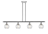 516-4I-PC-G1214-6 4-Light 46" Polished Chrome Island Light - Clear Athens Twisted Swirl 6" Glass - LED Bulb - Dimmensions: 46 x 7 x 8<br>Minimum Height : 20.375<br>Maximum Height : 44.375 - Sloped Ceiling Compatible: Yes