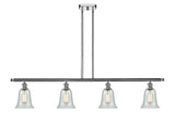 516-4I-PC-G2812 4-Light 48" Polished Chrome Island Light - Fishnet Hanover Glass - LED Bulb - Dimmensions: 48 x 6.25 x 12<br>Minimum Height : 21.375<br>Maximum Height : 45.375 - Sloped Ceiling Compatible: Yes